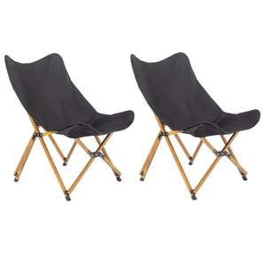 Lot de 2 chaises de camping pliantes portables ultra-légères avec cadre en aluminium et accent grain de bois pour la pêche, les pique-niques et les barbecues - Product Image 1
