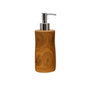ARTERRA Distributeur de savon de salle de bain de luxe moderne, durable et écologique, en bois de teck, flacon de lotion liquide pour les mains en acier inoxydable - Product Image 3