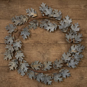 Corona de Hojas de Roble Rústica de Metal Galvanizado, Acabado de Zinc Envejecido, Decoración Festiva de Otoño para Puerta Principal, Decoración de Pared para Días Festivos - Product Image 5