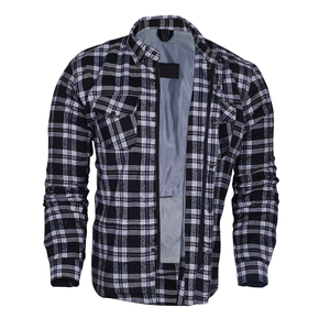 Chemise blindée à carreaux noire et blanche pour homme avec protection anti-déchirure pour motard et protections amovibles pour équipement de moto - Product Image 4