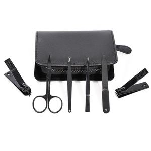 High Quality Black 6pcs Professional Men Pedicure Manicure Set Stainless Steel Luxury 10-in-1 <b>Nail</b> Clipper PU Zipper Case Anaaif - Product Image 1