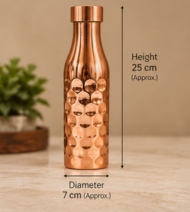 Premium Eco-Friendly Hammered Copper Water Bottle 900ml Leak Proof Pebble Texture with Screw Cap Brown Kraft <b>Gift</b> <b>Box</b> - Product Image 2