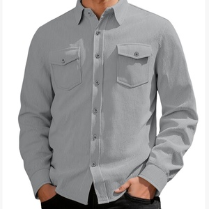 Camisa de Hombre con Logotipo Personalizado OEM, Estilo Vintage, de Pana, con Bolsillos y Botones, Chaqueta Informal de Negocios para Otoño - Product Image 4