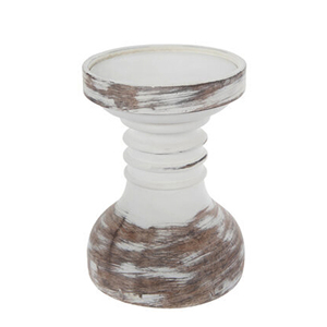 Support de bougie en bois style ferme, blanc vieilli, pour bougie pilier, centre de table de luxe, décoration de mariage et de maison - Product Image 1