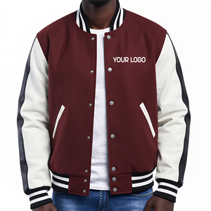 Chaqueta Varsity Marrón y Blanca para Hombre, Logotipo Personalizado con Impresión por Transferencia de Calor, Ropa Casual de Otoño - Product Image 5