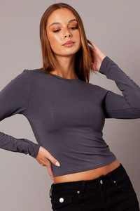 T-shirts à manches longues pour femmes, coupe ajustée, col rond, basiques, unis, printemps automne, vente en gros - Product Image 4