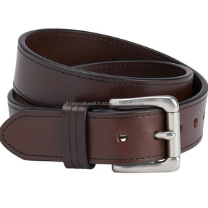 Ceinture décontractée en cuir marron de qualité supérieure pour homme boucle à ardillon en argent massif mat tailles personnalisées disponibles - Product Image 4
