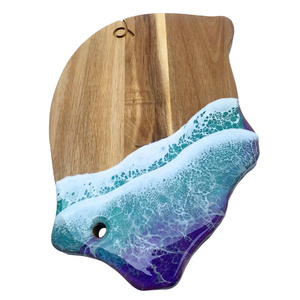 Luxury Wooden Resin Coaster <b>Set</b> Epoxy Resin Coasters Custom Drink Coasters Blue Design Trending 2026 Products - Product Image 4