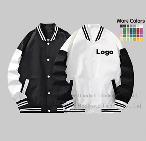 <b>Men's</b> <b>White</b> Varsity <b>Jacket</b> Black Sleeve Letter Print Baseball Style Casual Outwear Autumn Wear - Product Image 5