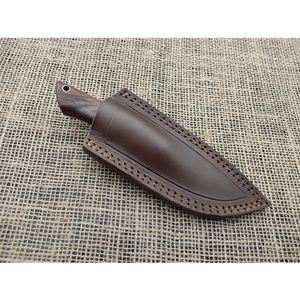 Cuchillo de caza de acero de Damasco hecho a mano, cuchillo de caza para exteriores con mango de madera cómodo y funda duradera. - Product Image 2