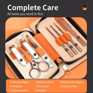 Ensemble de soins professionnels 8 pièces, kit de manucure et pédicure avec coupe-ongles 4 en 1, acier inoxydable de qualité supérieure, finition or rose, sac - Product Image 5