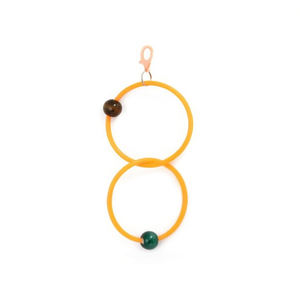 Jouet pour oiseaux Yommy Double Ring, 11 cm et 24 cm, anneaux colorés avec perles pour le jeu des perroquets - Product Image 2