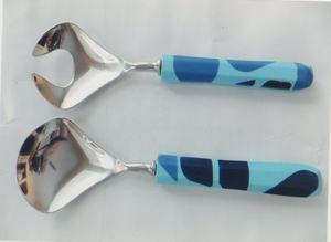 Juego de cuchara de servidor de cubiertos de acero inoxidable con cuerno de buey más vendido, fabricante indio, servidor de ensalada de decoración de comedor de lujo de acero espejo - Product Image 2