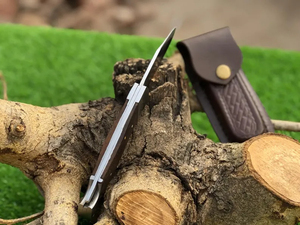 Couteau de poche pour le camping en plein air - OEM, marque privée, couteau pliant artisanal en acier au carbone avec manche en bois, personnalisable - Product Image 3