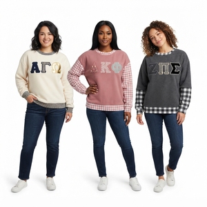 Sudadera de cuello redondo para mujer, diseño personalizado con lentejuelas y letras bordadas, estilo oversize, informal y suave, para invierno. - Product Image 4