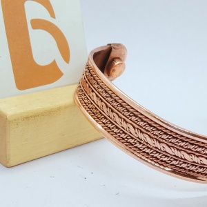 Vintage <b>Copper</b> Alloy Wrap Bracelet with Plant Pattern Unisex Jewelry Antique Finish Daily Gift - Product Image 2