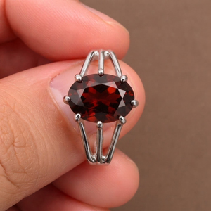 Rhaya Jewels Sterling Silver925 Rhodium Plated Oval <b>Garnet</b> Prong Setting Engagement Wedding <b>Ring</b>-Inspired Anniversary Party - Product Image 1