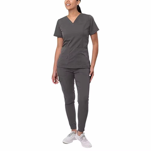Uniforme de Enfermera para Mujer, Blusa Casual de Manga Corta, Ropa de Trabajo para Farmacia, Hospital, Médico, Enfermería, Pantalones Estilo Jogger con Cuello en V - Product Image 1