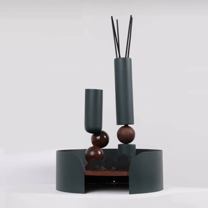 Ensemble porte-encens en métal et bois, design sculptural unique, apporte une esthétique artistique, parfait pour la décoration intérieure et une ambiance relaxante - Product Image 2