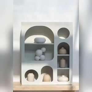 Étagères murales suspendues Vandana Altis Pebble, unité de rangement en bois moderne et minimaliste - Product Image 5