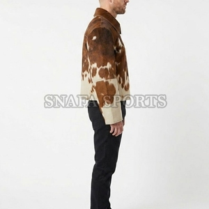 Chaquetas de cuero premium con pelo, diseño personalizado bordado e impreso, talla adulto, chaquetas de cuero de vaca para hombre para invierno - Product Image 3