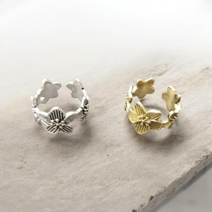 Flower Shape Brass Rings 18K Gold Plated Bohemian Style Unisex Daily Wear Jewelry Gift - Product Image 1