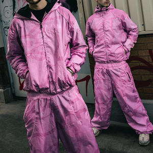Men's Winter Hooded <b>Zip</b>-<b>Up</b> Tracksuit Set-Lightweight Nylon Streetwear Sportswear for Running Gym Training - Product Image 1