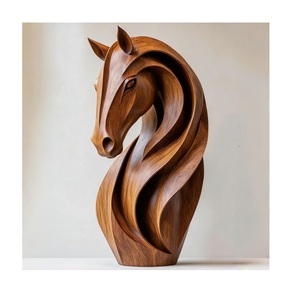 Escultura de Cabeza de Caballo de Madera Hecha a Mano, Figura de Animal Tallada Contemporánea, Decoración de Mesa, Pieza de Arte para Sala de Estar - Product Image 2