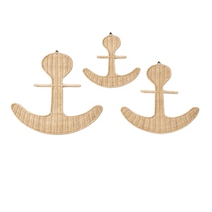Décoration murale en rotin naturel tressé à la main, écologique, en forme d'ancre, pour chambre d'enfant, style nautique, artisanat en osier naturel - Product Image 1
