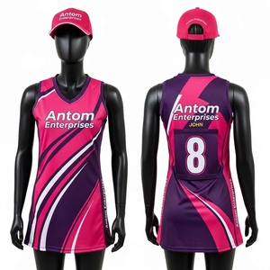Tenues de netball personnalisées sublimées, robe sans manches, bleu vert, vêtements de sport d'équipe, numéro personnalisé, nom, logo, fabricant - Product Image 5