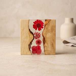 Handmade <b>Pressed</b> <b>Flower</b> Resin Coaster Set, Wooden Epoxy Drink Coasters, Natural Floral Coaster Gift, Rustic Home Decor - Product Image 5