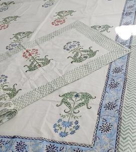 Hand Block Print Cotton Bedsheet with Pillow Covers |Botanical Print Bedding| Indian Handmade Bedspread | Soft Cotton Bed Sheet. - Product Image 4