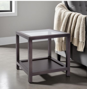 Square <b>Glass</b> Top End <b>Table</b> Aluminum Frame Double Layer <b>Side</b> <b>Table</b> Modern Patio Coffee <b>Table</b> - Product Image 5