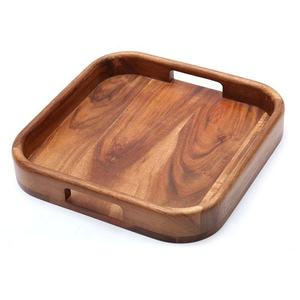 ALTAMASH CRAFT Ensemble de plateaux de service en bois d'acacia, assiette carrée avec poignées pour le petit-déjeuner, le thé, la décoration de cuisine - Product Image 5