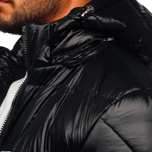 Wholesale Custom Men's Winter Puffer Jacket <b>Top</b> Selling High Street Style Logo Design Hooded Zipper Closure Solid 100% Nylon - Product Image 4