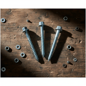 สกรู PDC เกลียวหยาบสำหรับงานไม้ หัวหกเหลี่ยมภายนอก ปลายแหลม ผลิตจากเหล็กกล้าคาร์บอนเกรด 4 ความแข็งแรงสูง ขนาดเมตริก/นิ้ว ชุบสังกะสี HRC22-32 - Product Image 1