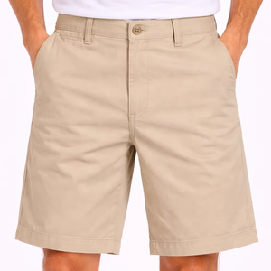 Shorts décontractés classiques kaki pour garçons, en mélange de coton durable, coupe ajustée, confort quotidien, tissu respirant en mélange de coton. - Product Image 1