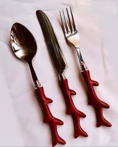 Eco friendly Flatware <b>Set</b> 18/<b>8</b> Stainless Steel With Wood Handle <b>Set</b> of 5pcs Durable Mirror Polish <b>Dinnerware</b> Cutlery Utensil - Product Image 4
