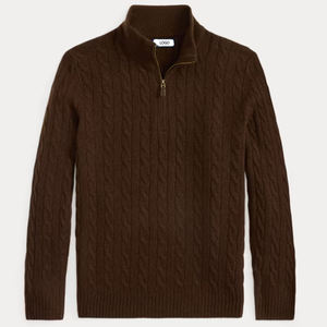 Sweat à capuche épais personnalisé pour homme, en tricot chaud, couleur unie, avec fermeture éclair rayée, en molleton de coton, style streetwear - Product Image 1