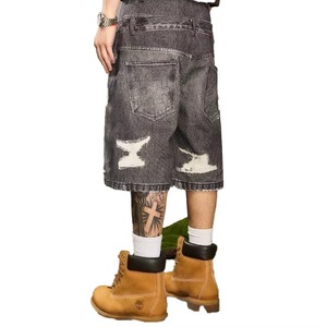 Shorts en jean japonais droits pour homme, style streetwear d'été, coupe ajustée, délavés, vintage, imperméables, écologiques, décontractés, avec poches - Product Image 3