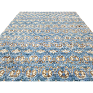 Alfombra de Lana Hecha a Mano con Nudos, de Pelo Corto, Tradicional y Ornamental, con Motivo Intrincado Multicolor - Product Image 3