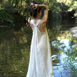 Vestido Maxi Bohemio de Algodón Crudo, Talla Única, Suave, Fluido y Cómodo para Mujer, Vestido Maxi de Fantasía - Product Image 4