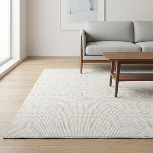 Custom Hand Tufted Wool <b>Ivory</b> Light Blue Repeating Geometric Diamond Design Modern Area <b>Rug</b> Non-Slip Eco-Friendly Thick for - Product Image 6