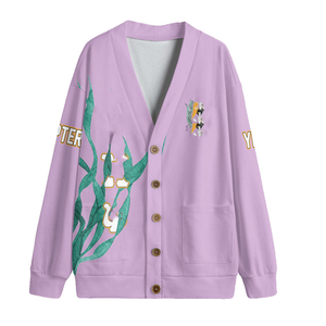 Pull en tricot d'inspiration grecque vintage pour femmes, style universitaire, cardigan à boutons avec patchs de lettres brodés - Product Image 2