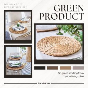 Set de table minimaliste rond en jacinthe d'eau, motif floral, fait main, épais, personnalisable - Product Image 1