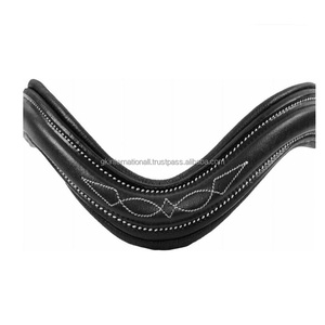 Frontalier de cheval en cuir véritable noir anglais, confortable, rembourré, avec surpiqûres décoratives, sur mesure, toutes formes, pour bride. - Product Image 1