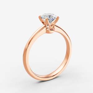 Anillo Solitario Clásico Redondo en Oro Rosa de 18K con Diamante, Anillo de Compromiso o Boda, Solitario con Garras, Joyería Minimalista y Moderna - Product Image 3