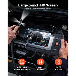 Endoscopio Industriale con Schermo IPS HD da 5 Pollici, Tripla Lente 1280x720, 8+2 LED, Zoom 8X, Boroscopio Impermeabile IP67 - Product Image 3