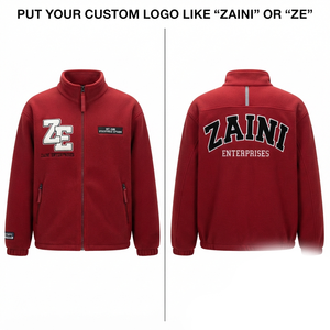 240gsm Premium Polar Fleece Men's <b>Running</b> <b>Jacket</b> Maroon Custom Embossed Logo <b>Reflective</b> Waterproof Breathable Quick Dry Full Zip - Product Image 1