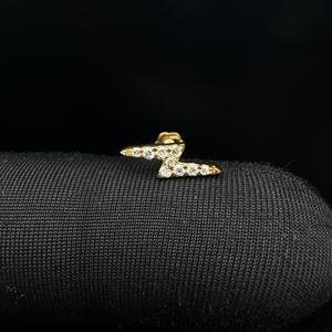 Timeless Lightning Bolt Diamond <b>Earring</b> In 14K Gold For Conch Helix And <b>Tragus</b> <b>Piercing</b> - Product Image 3